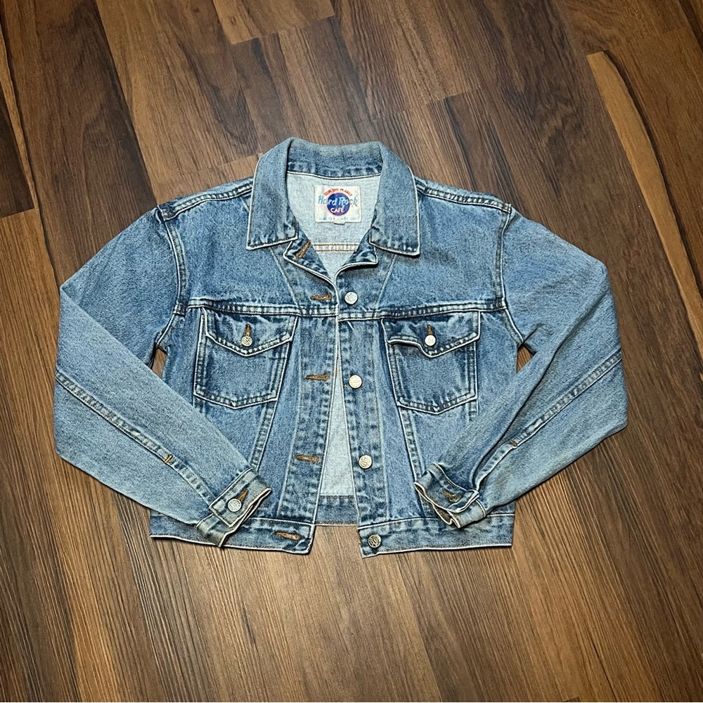 Vintage 90s Hard Rock Cafe Hollywood “Save the Planet” denim jacket